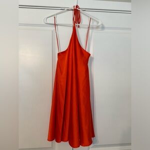 Halter neck silk dress
